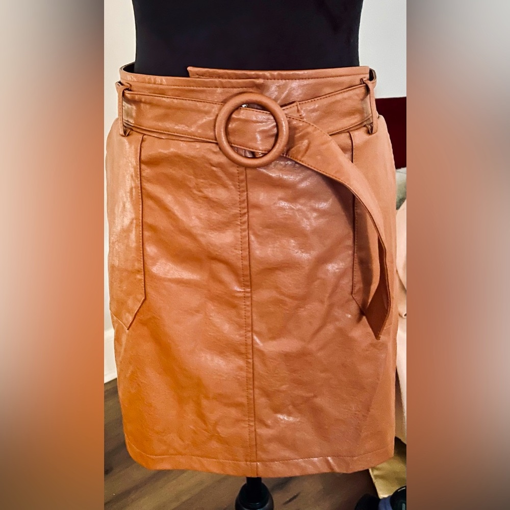 Versona faux leather belted miniskirt
